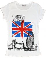 White union jack and London images fashion t-shirt